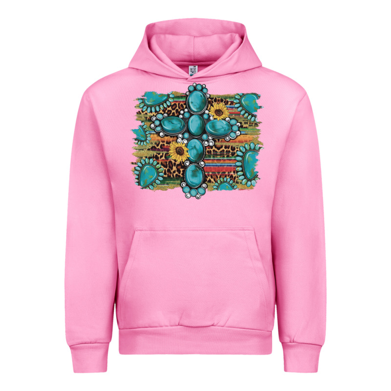 Western Gemstone Cross Sunflowers Serape Leopard Glitter Urban Hoodie by Artiststas | Teevron