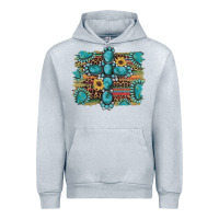 Heather Grey western gemstone cross sunflowers serape leopard glitter Urban Hoodie - Artiststas