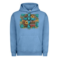 Pigment Pebble Blue western gemstone cross sunflowers serape leopard glitter Urban Hoodie - Artiststas