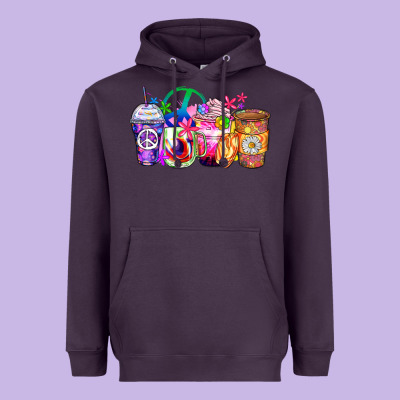 Hippie Coffee Cups Heavyweight Hoodie Designed By Zillion Design Studio