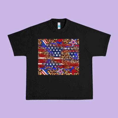 American Flag And Star Leopard Urban Heavy Tee Designed By Artiststas
