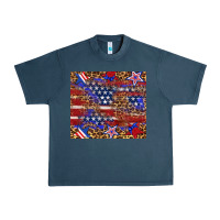 Midnight Navy American flag and star leopard Urban Heavy Tee - Artiststas