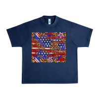 Navy American flag and star leopard Urban Heavy Tee - Artiststas