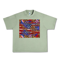 Oil Green American flag and star leopard Urban Heavy Tee - Artiststas