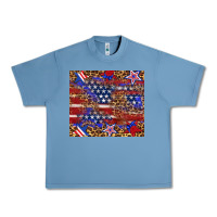 Pebble Blue American flag and star leopard Urban Heavy Tee - Artiststas