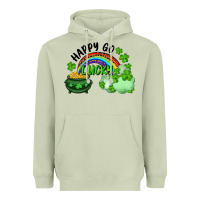 Matcha Happy Go Lucky Rainbow Shamrocks And Pot Of Gold Heavyweight Hoodie - RanaPortraitStore