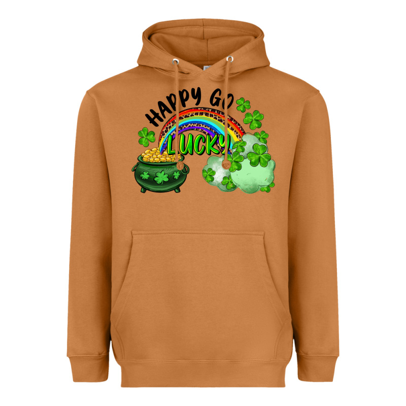 Happy Go Lucky Rainbow Shamrocks And Pot Of Gold Heavyweight Hoodie by RanaPortraitStore | Teevron