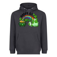 Smoke Happy Go Lucky Rainbow Shamrocks And Pot Of Gold Heavyweight Hoodie - RanaPortraitStore