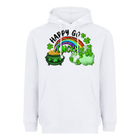 White Happy Go Lucky Rainbow Shamrocks And Pot Of Gold Heavyweight Hoodie - RanaPortraitStore