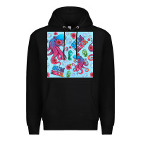 Black summer and octopus seamless pattern Premium Hoodie - BundleAndBundleShop