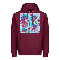 Burgundy summer and octopus seamless pattern Premium Hoodie - BundleAndBundleShop