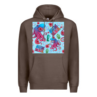 Coffee summer and octopus seamless pattern Premium Hoodie - BundleAndBundleShop