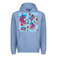 Colony Blue summer and octopus seamless pattern Premium Hoodie - BundleAndBundleShop