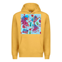 Mustard summer and octopus seamless pattern Premium Hoodie - BundleAndBundleShop