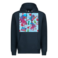 Navy summer and octopus seamless pattern Premium Hoodie - BundleAndBundleShop