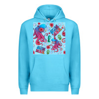 Ocean Blue summer and octopus seamless pattern Premium Hoodie - BundleAndBundleShop