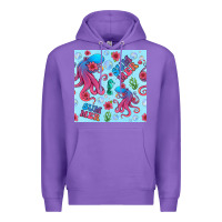 Purple summer and octopus seamless pattern Premium Hoodie - BundleAndBundleShop