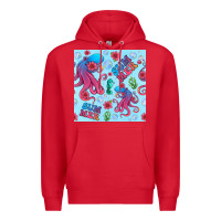 Red summer and octopus seamless pattern Premium Hoodie - BundleAndBundleShop