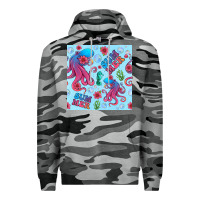 Slate Camo summer and octopus seamless pattern Premium Hoodie - BundleAndBundleShop