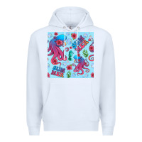 White summer and octopus seamless pattern Premium Hoodie - BundleAndBundleShop