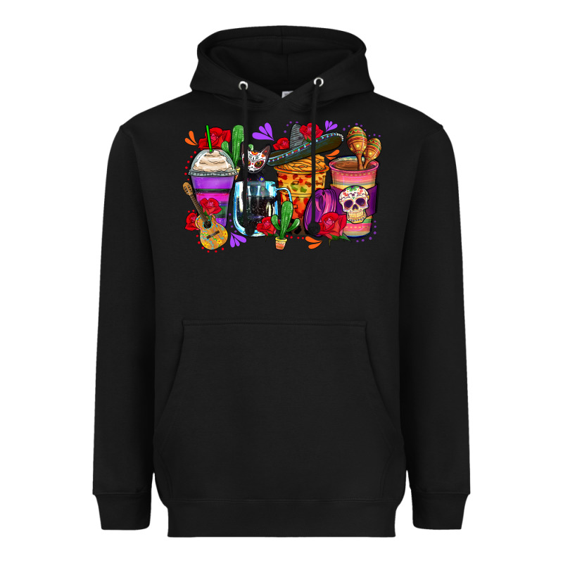 Day Of The Dead Coffee Cups Heavyweight Hoodie by Zillion Design Studio | Teevron