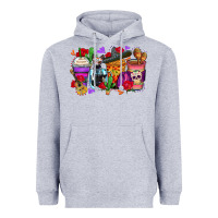 Heather Grey day of the dead coffee cups Heavyweight Hoodie - Zillion Design Studio