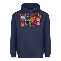 Navy day of the dead coffee cups Heavyweight Hoodie - Zillion Design Studio