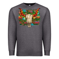 Charcoal Heather western christmas bull skull Premium Sweatshirt - RanaPortraitStore