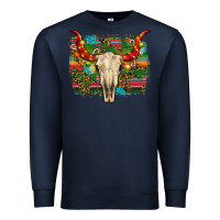 Navy western christmas bull skull Premium Sweatshirt - RanaPortraitStore