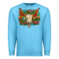 Ocean Blue western christmas bull skull Premium Sweatshirt - RanaPortraitStore