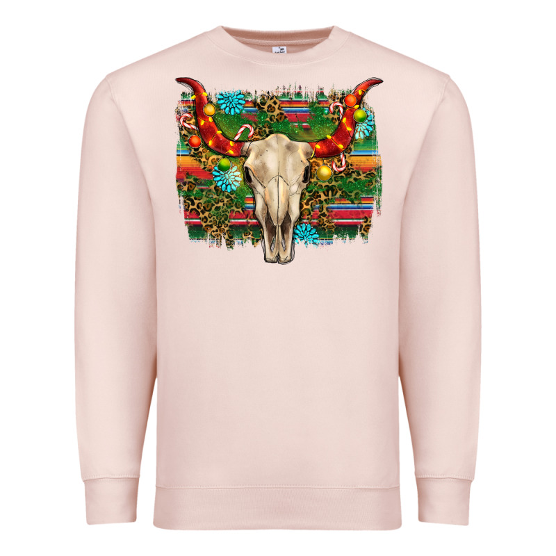 Western Christmas Bull Skull Premium Sweatshirt by RanaPortraitStore | Teevron