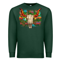 Sports Green western christmas bull skull Premium Sweatshirt - RanaPortraitStore