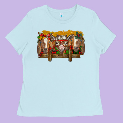 Christmas Goats Ladies Tee Designed By Barkaloodesign