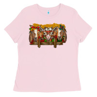 Bubblegum Pink Christmas goats Ladies Tee - BarkalooDesign