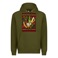 Army Green beer bottles with mistletoe Premium Hoodie - AdoDesignShop