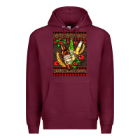 Burgundy beer bottles with mistletoe Premium Hoodie - AdoDesignShop