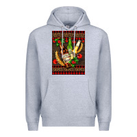 Heather Grey beer bottles with mistletoe Premium Hoodie - AdoDesignShop