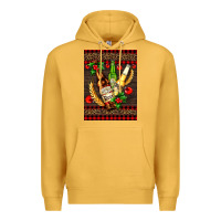 Mustard beer bottles with mistletoe Premium Hoodie - AdoDesignShop