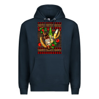 Navy beer bottles with mistletoe Premium Hoodie - AdoDesignShop