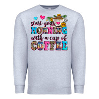 Heather Grey start your morning with a cup of coffee Premium Sweatshirt - Zillion Design Studio