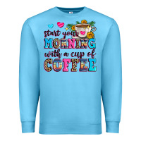 Ocean Blue start your morning with a cup of coffee Premium Sweatshirt - Zillion Design Studio