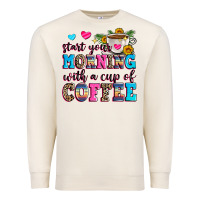 Sandshell start your morning with a cup of coffee Premium Sweatshirt - Zillion Design Studio