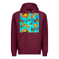 Burgundy sun with butterfly seamless pattern Premium Hoodie - BundleAndBundleShop
