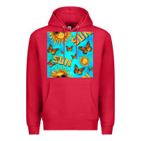 Cardinal sun with butterfly seamless pattern Premium Hoodie - BundleAndBundleShop