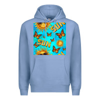 Colony Blue sun with butterfly seamless pattern Premium Hoodie - BundleAndBundleShop