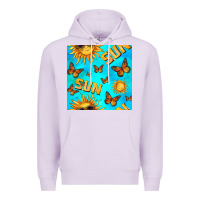 Lilac sun with butterfly seamless pattern Premium Hoodie - BundleAndBundleShop