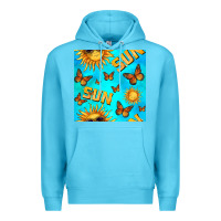Ocean Blue sun with butterfly seamless pattern Premium Hoodie - BundleAndBundleShop