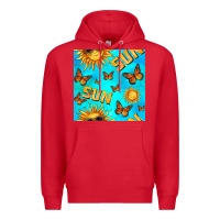 Red sun with butterfly seamless pattern Premium Hoodie - BundleAndBundleShop