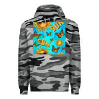 Slate Camo sun with butterfly seamless pattern Premium Hoodie - BundleAndBundleShop