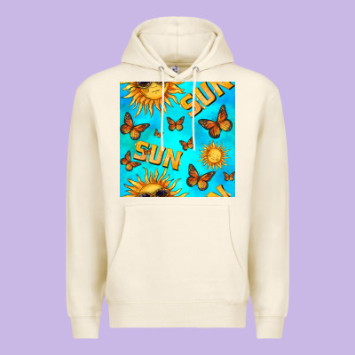 Sun With Butterfly Seamless Pattern Premium Hoodie Designed By Bundleandbundleshop
